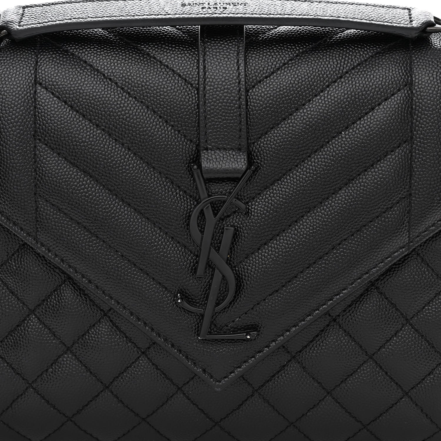 Saint Laurent Grain De Poudre Textured Mixed Matelasse Triquilt Medium Monogram Monochrome Satchel Black 8 of 11