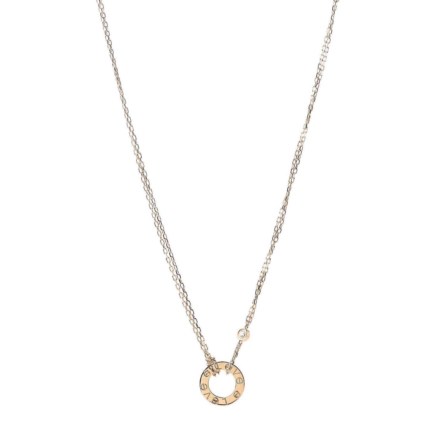 18K Yellow Gold 2 Diamond LOVE Necklace