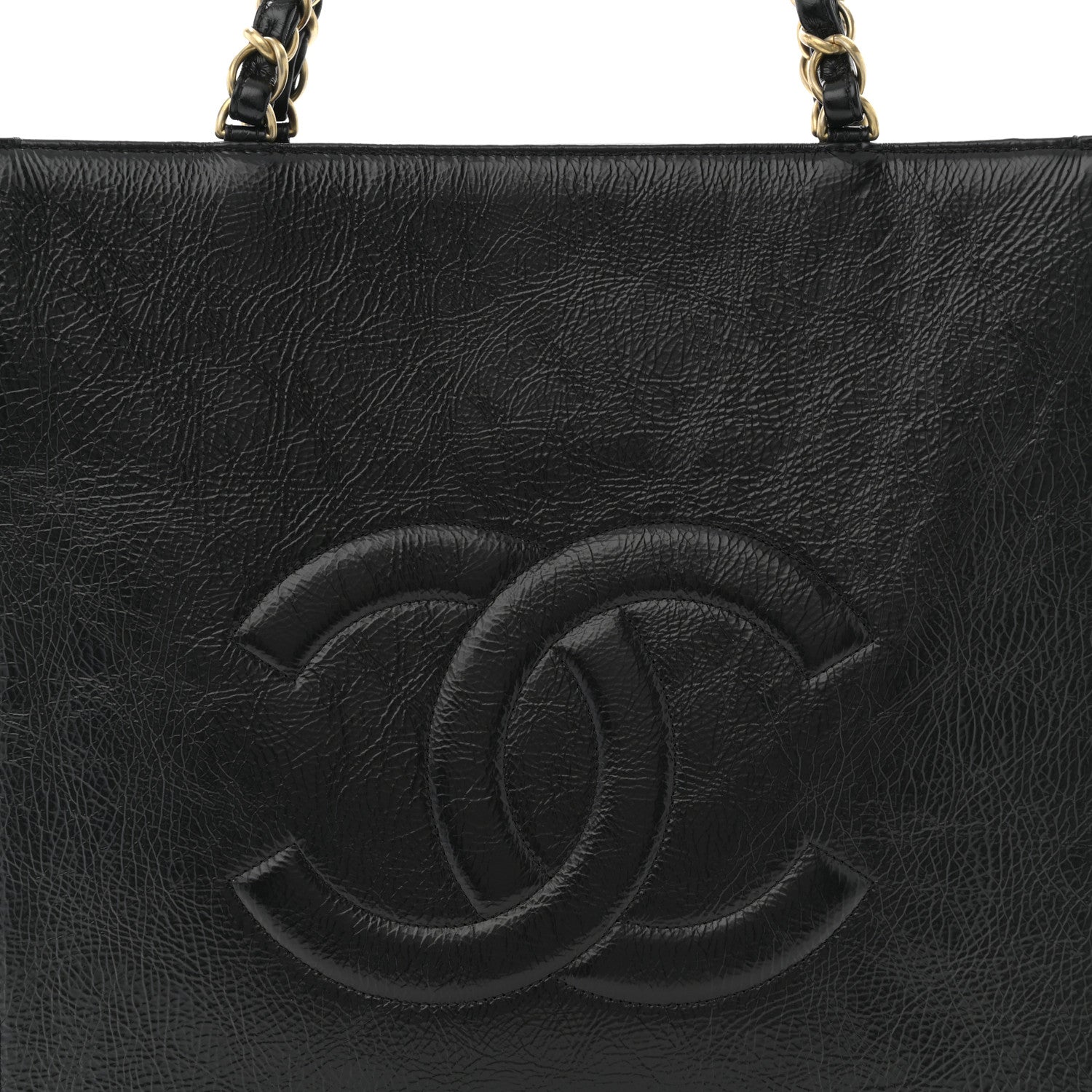 Chanel Shiny Aged Calfskin North South Shopping Bag Black 8 of 10