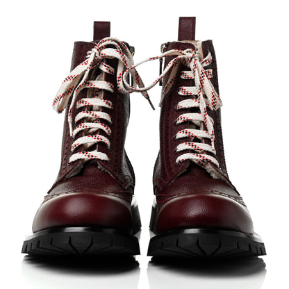 Gucci Grained Calfskin Mens Arley Boots 10.5 Burgundy 2 of 6