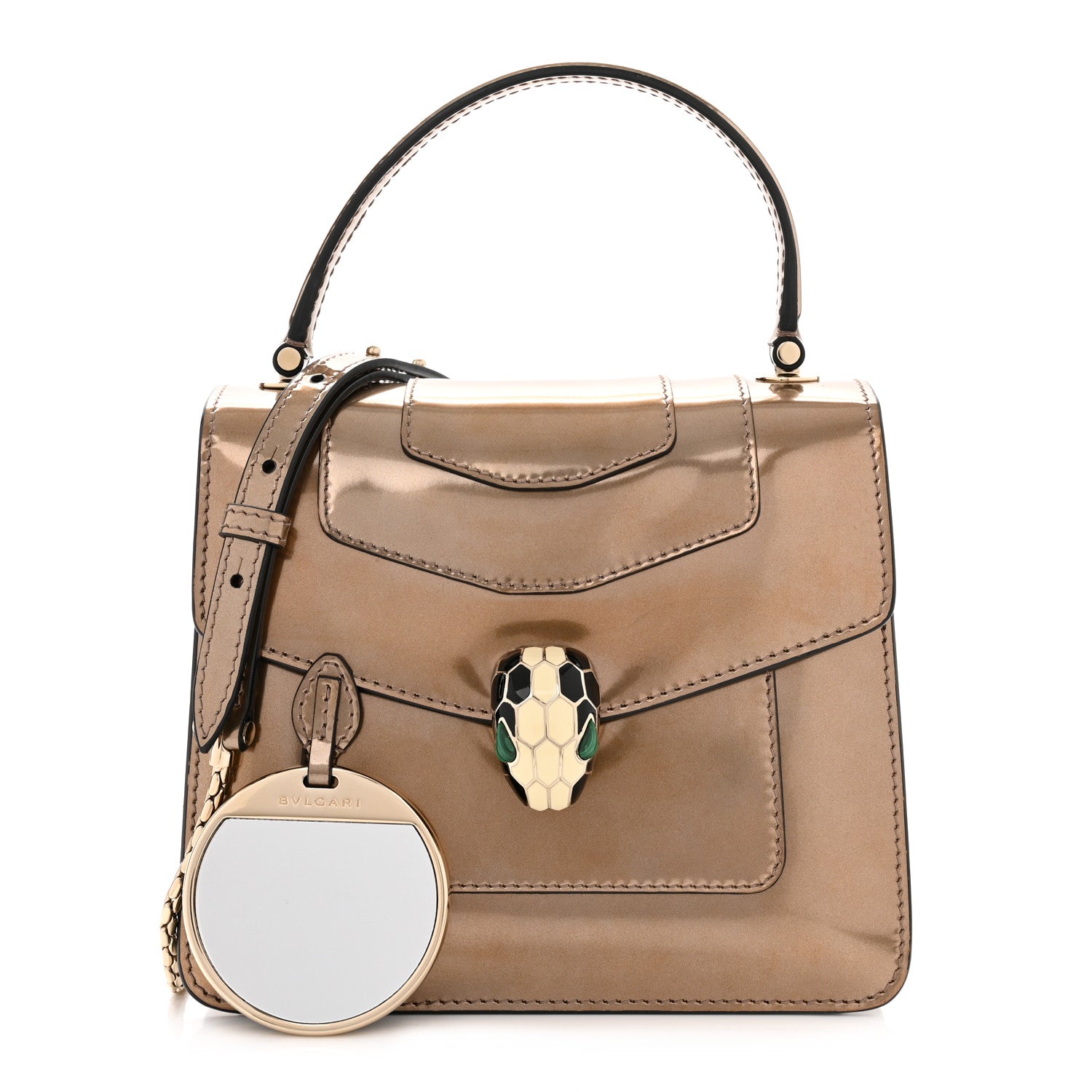 Bulgari Metallic Calfskin Serpenti Forever Top Handle Bronze 1 of 10