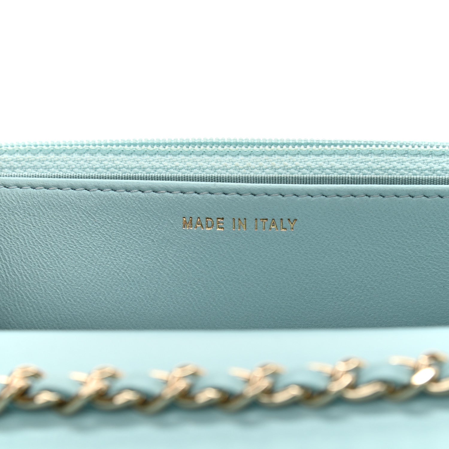 Chanel Lambskin Quilted Trendy CC Wallet On Chain WOC Light Blue 7 of 9