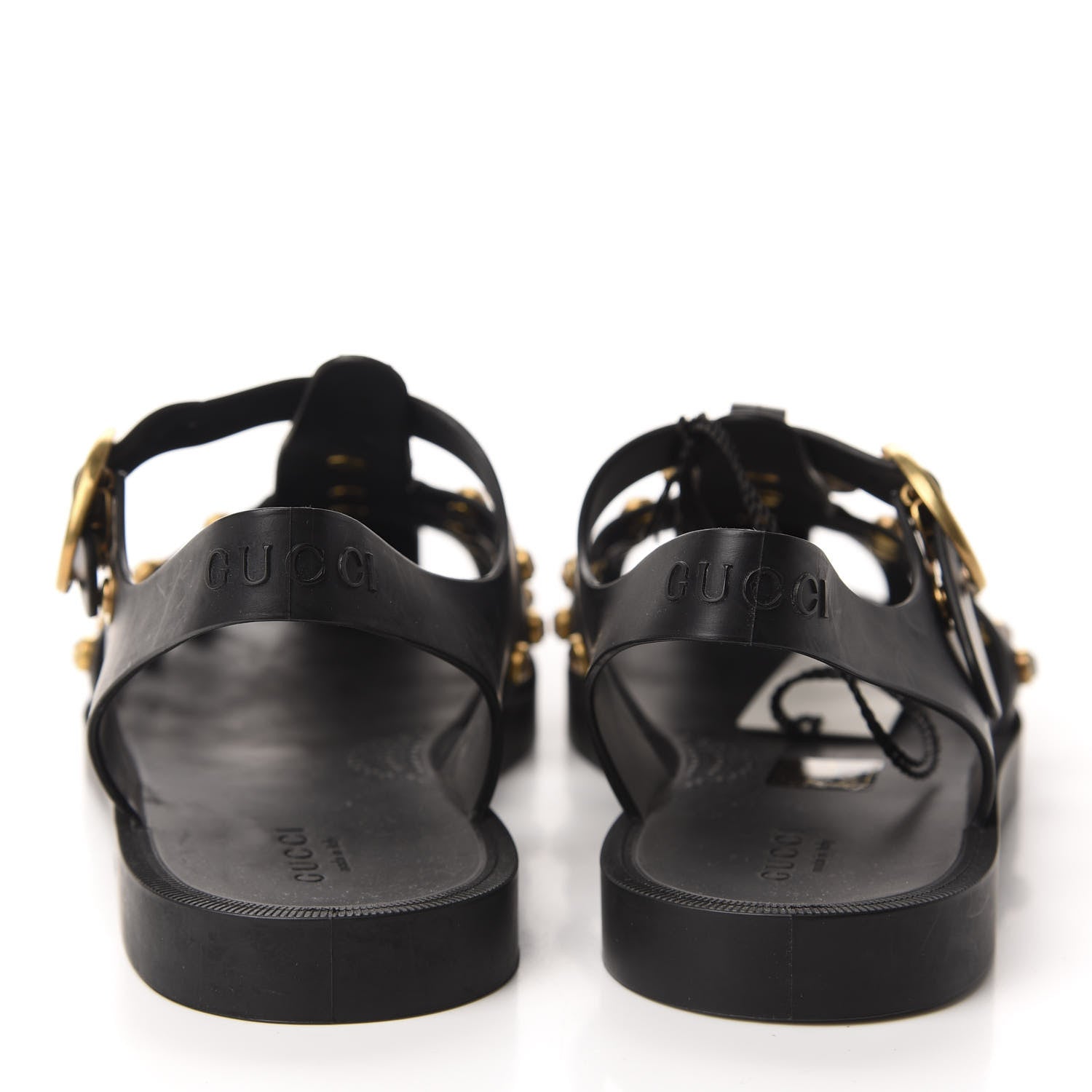 Gucci Rubber Crystal Womens Buckle Strap Sandals 36 Black 5 of 9
