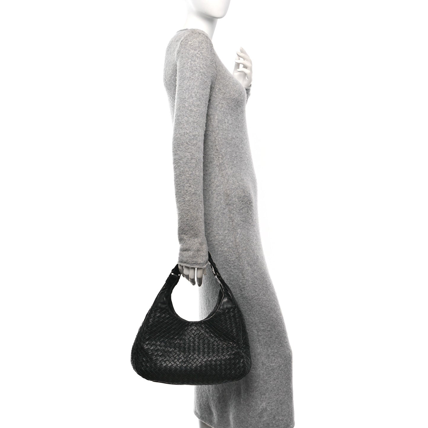 Nappa Intrecciato Medium Campana Hobo Black