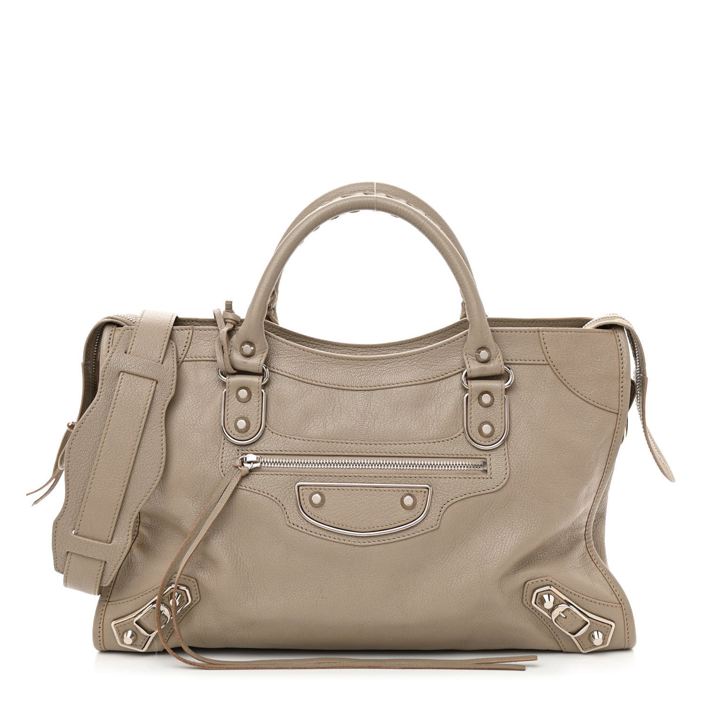 Chevre Silver Metallic Edge Hardware City Beige Dune Argille