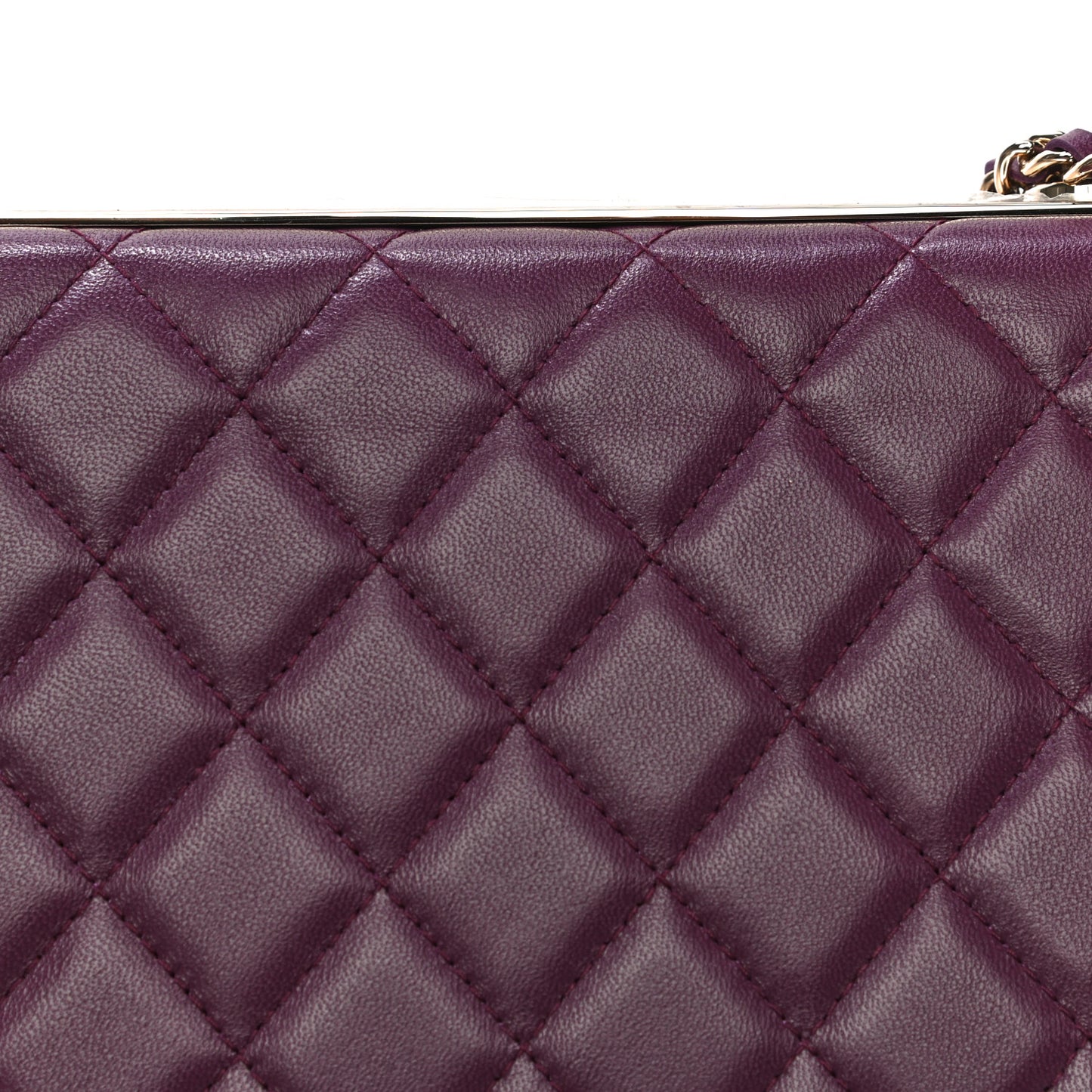 Lambskin Quilted Trendy CC Wallet On Chain WOC Purple