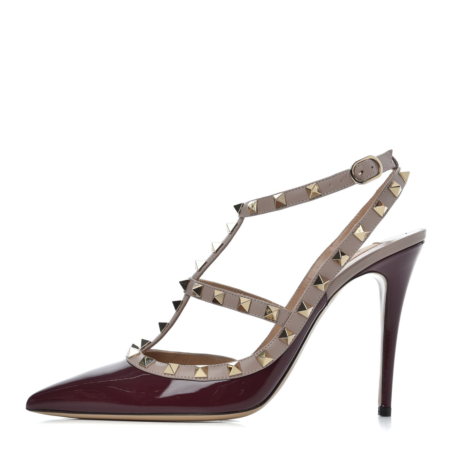 Patent Rockstud Ankle Strap 100mm Pumps 41 Vinaccia Poudre