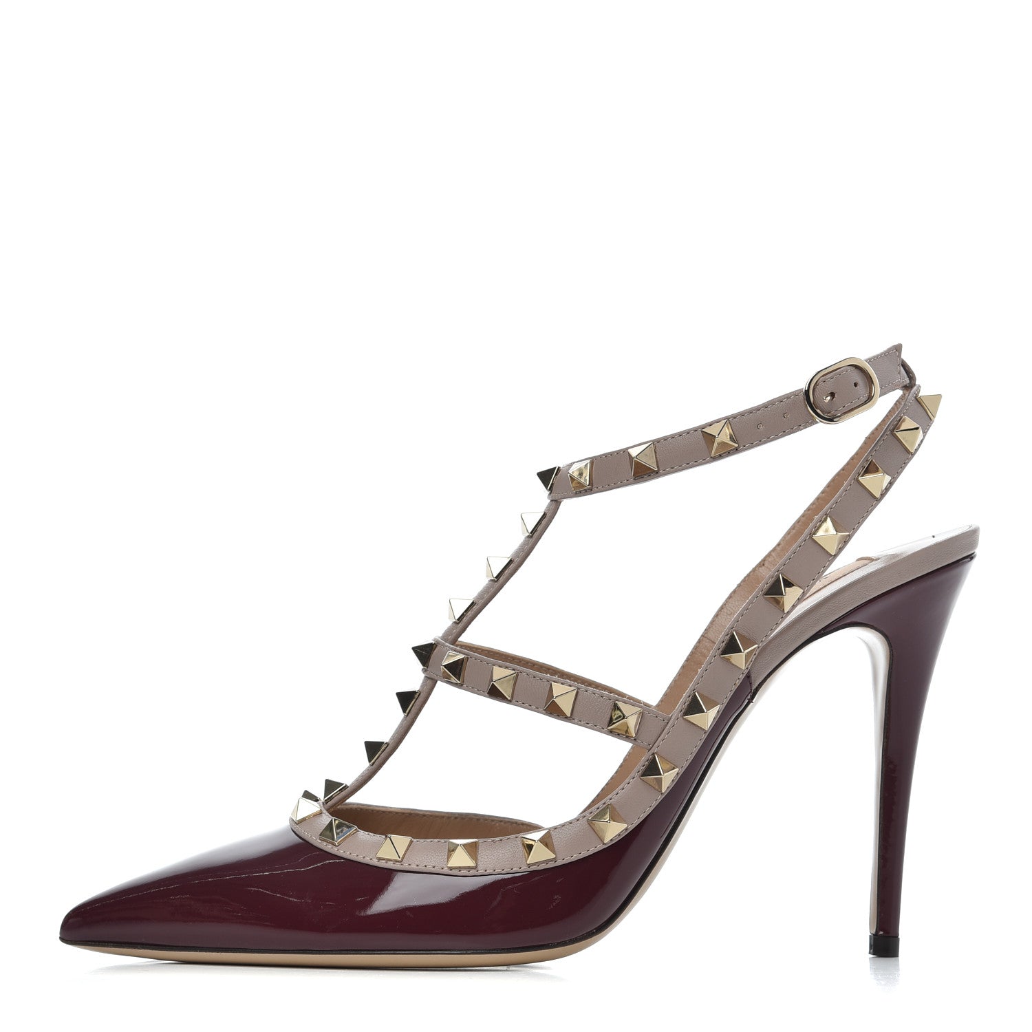 Valentino Garavani Patent Rockstud Ankle Strap 100mm Pumps 41 Vinaccia Poudre 1 of 11