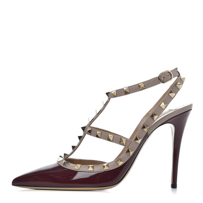 Valentino Garavani Patent Rockstud Ankle Strap 100mm Pumps 41 Vinaccia Poudre 1 of 11