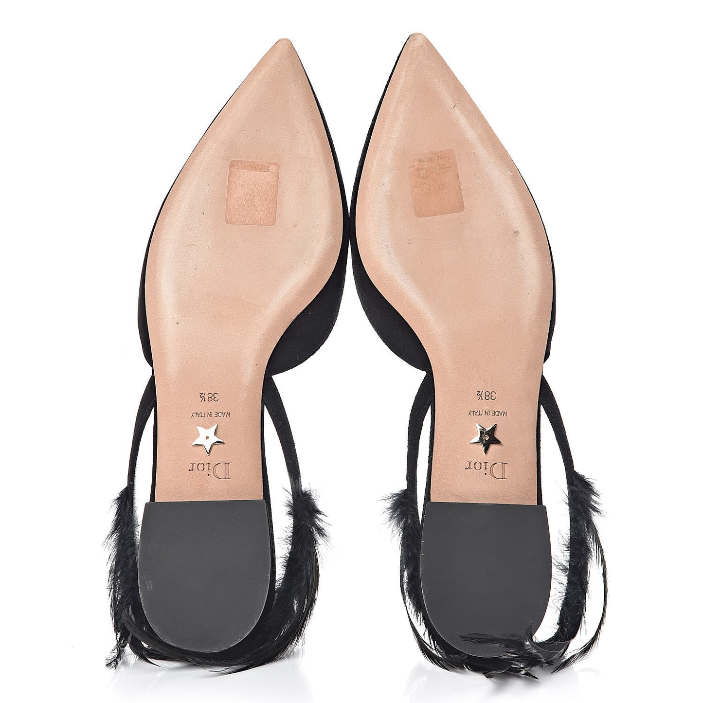 Suede Feather Dior Ethnie Flats 38.5 Black