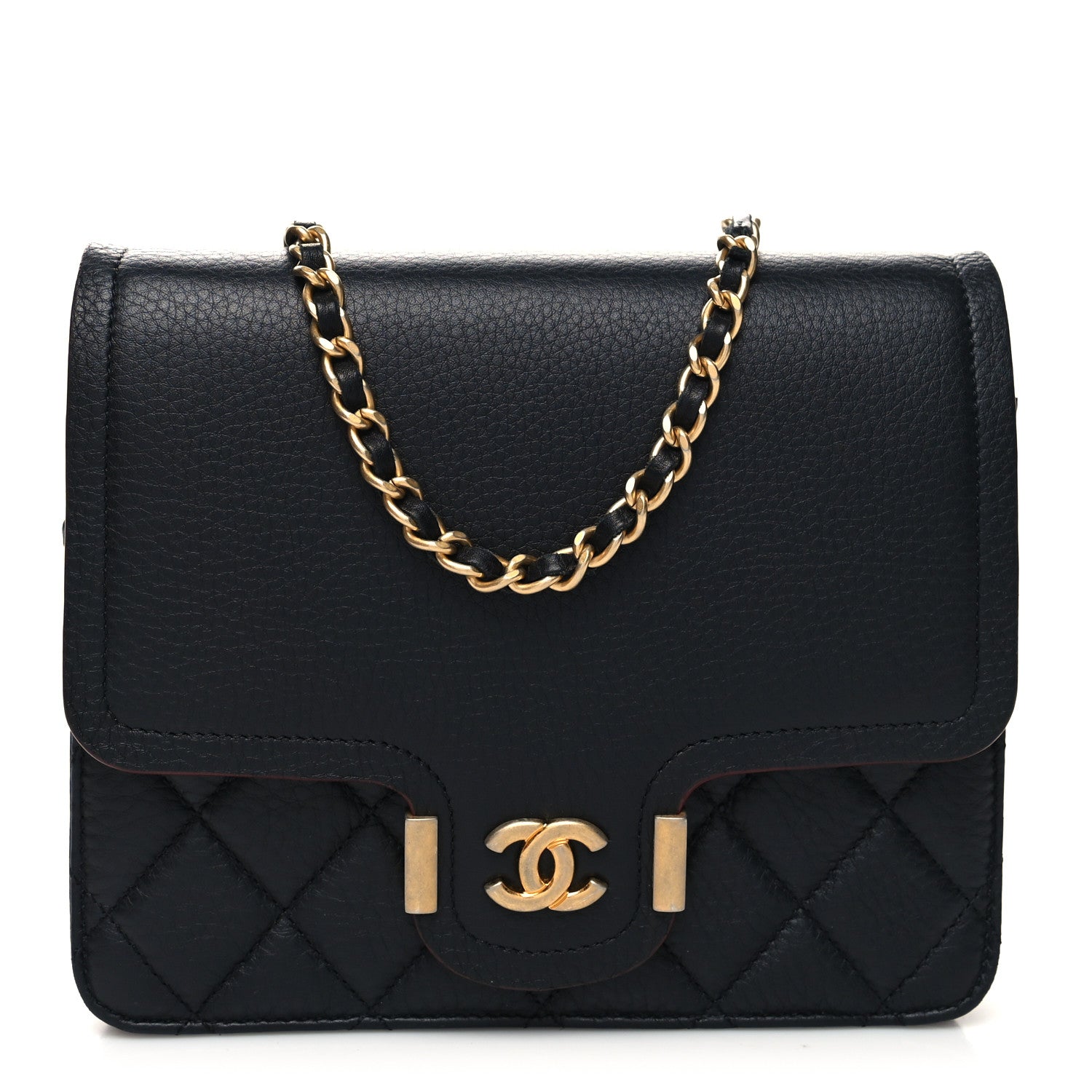 Chanel Calfskin Quilted Archi Chic Square Wallet On Chain WOC Black 1 of 10