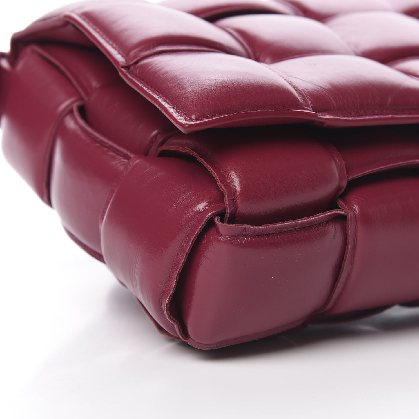 Paper Calfskin Maxi Intreccio Padded Cassette Crossbody Bag Amaranto