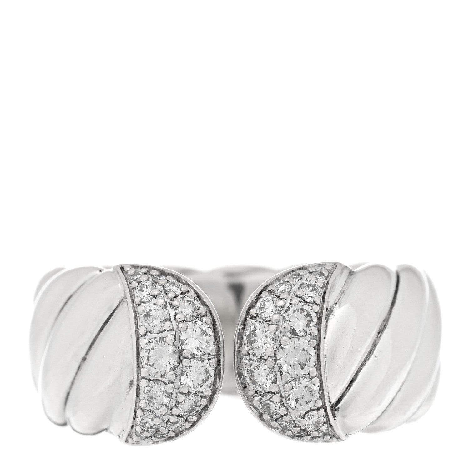 David Yurman Sterling Silver Diamond Sculpted Open Cable Ring 54 7 1 of 4