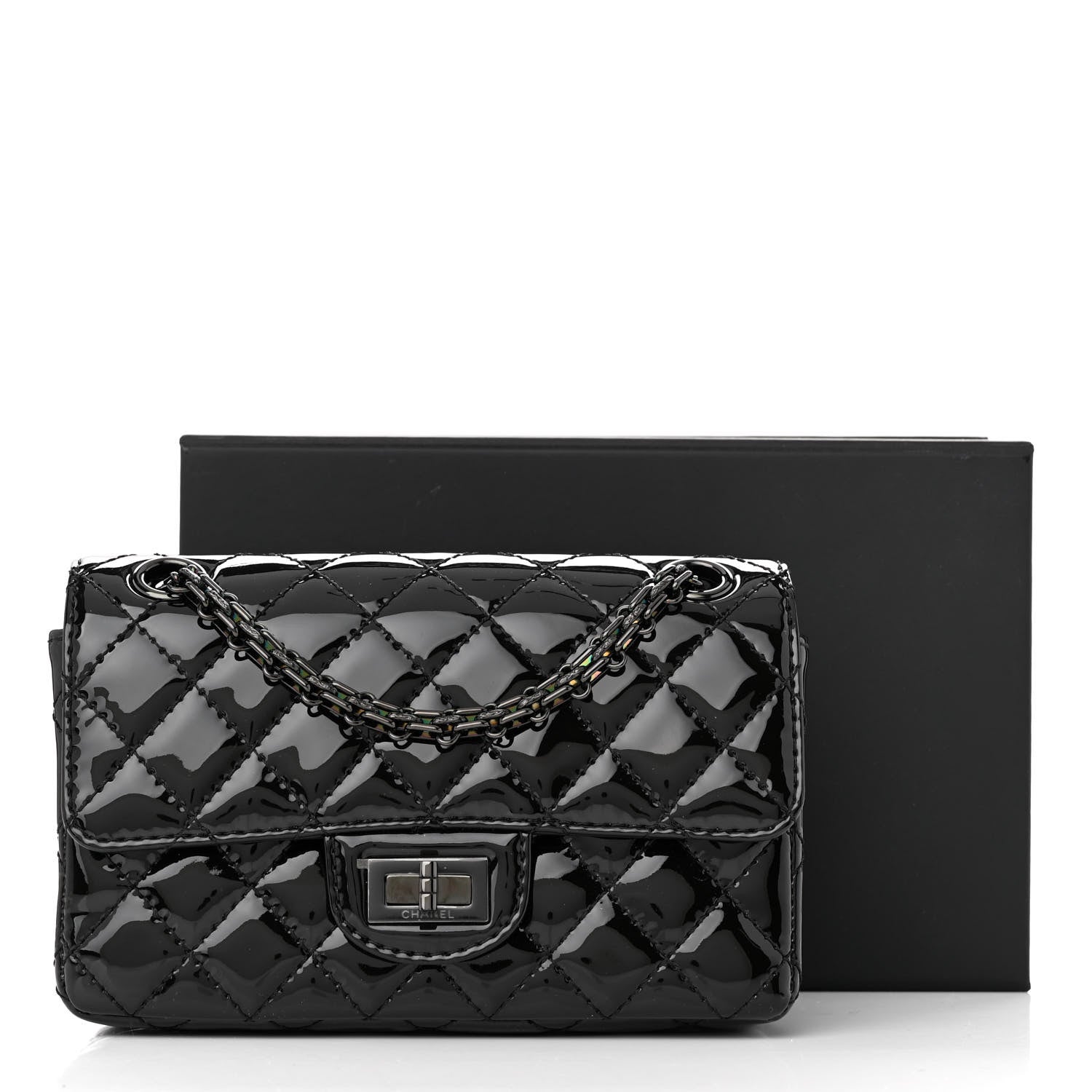 Chanel Patent Calfskin Quilted 2.55 Reissue Mini Flap So Black 11 of 11