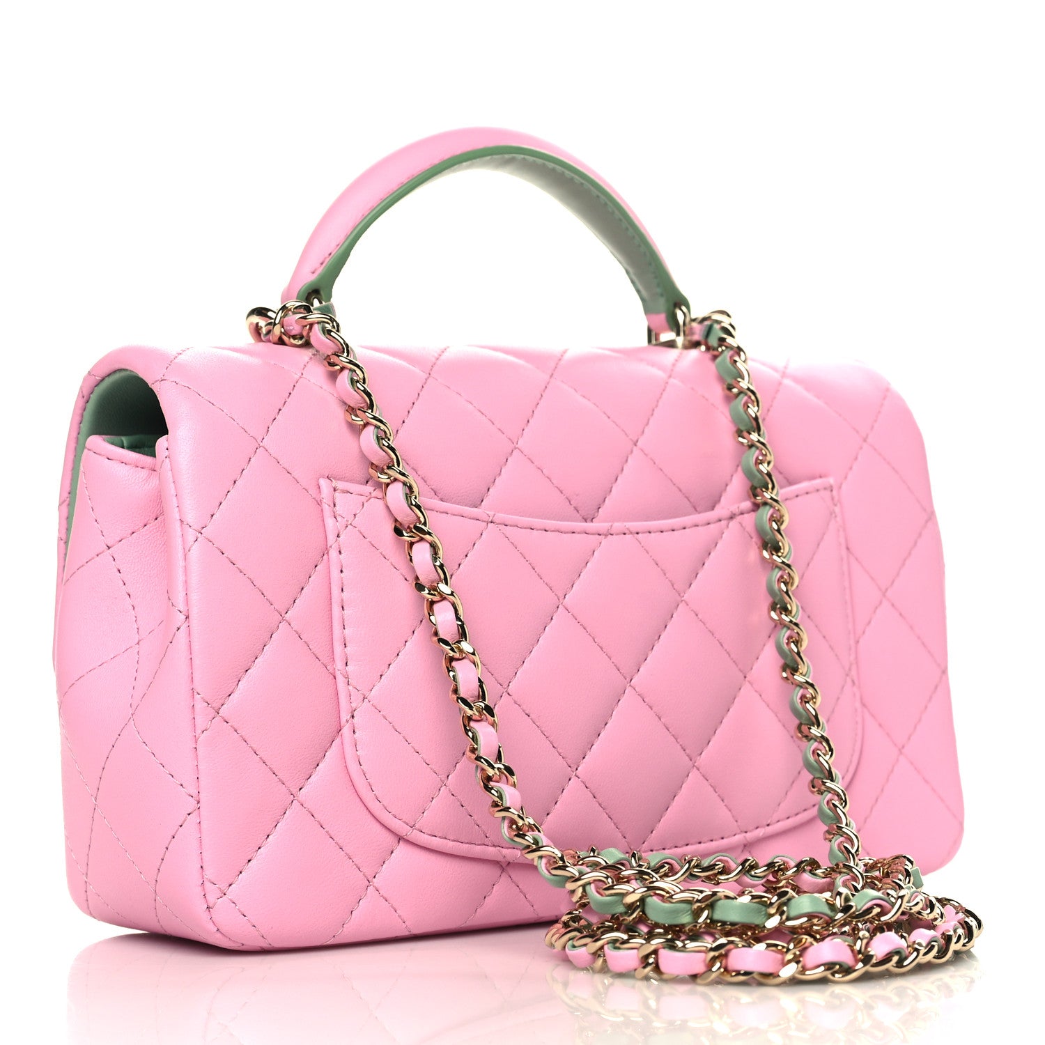 Chanel Lambskin Quilted Mini Top Handle Rectangular Flap Lilac Light Green 2 of 9