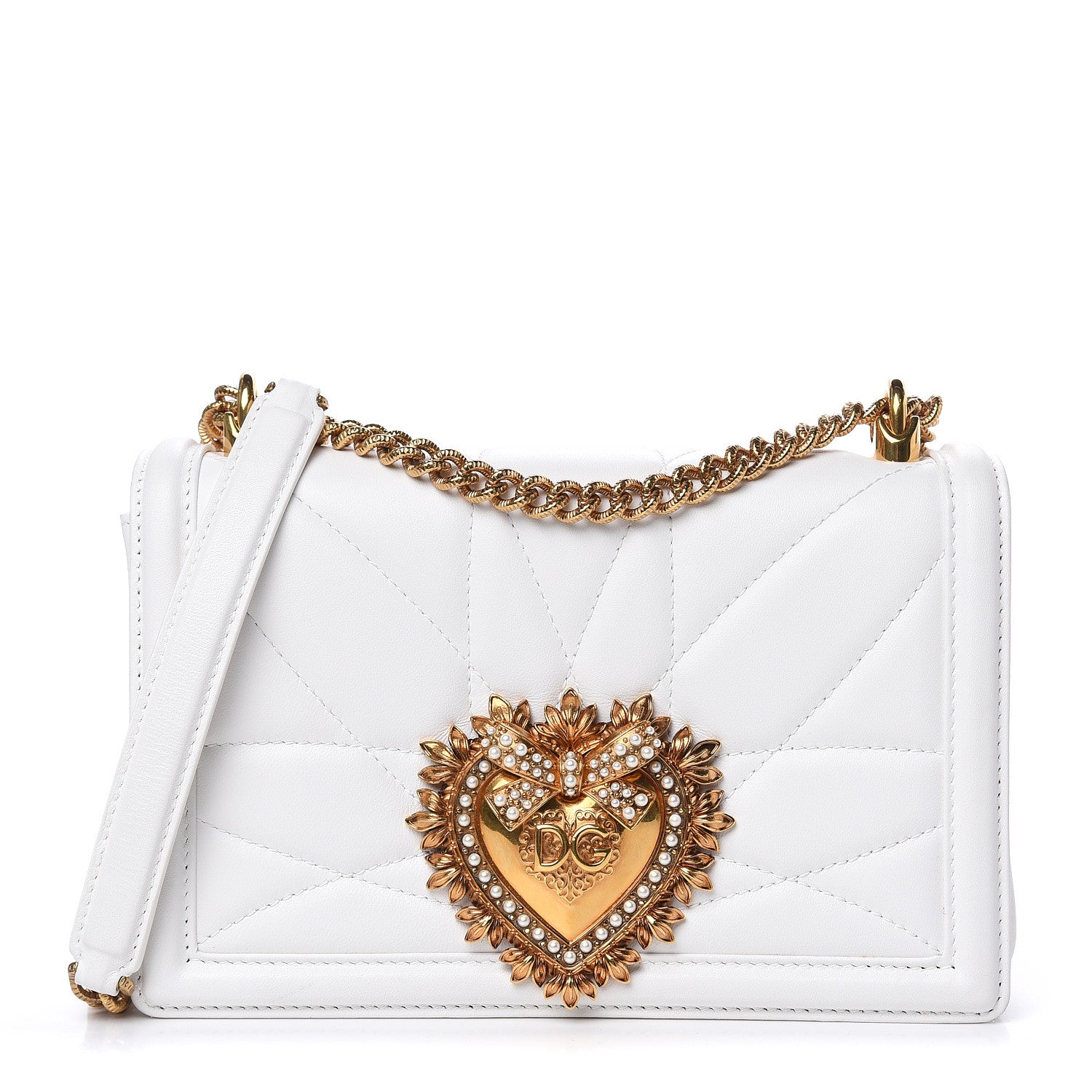 Dolce & Gabbana Nappa Devotion Crossbody Bag Blanco Ottico 1 of 10
