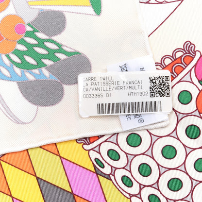 Hermes Silk La Patisserie Francaise Scarf 90 Vanille Vert Multicolore 4 of 4