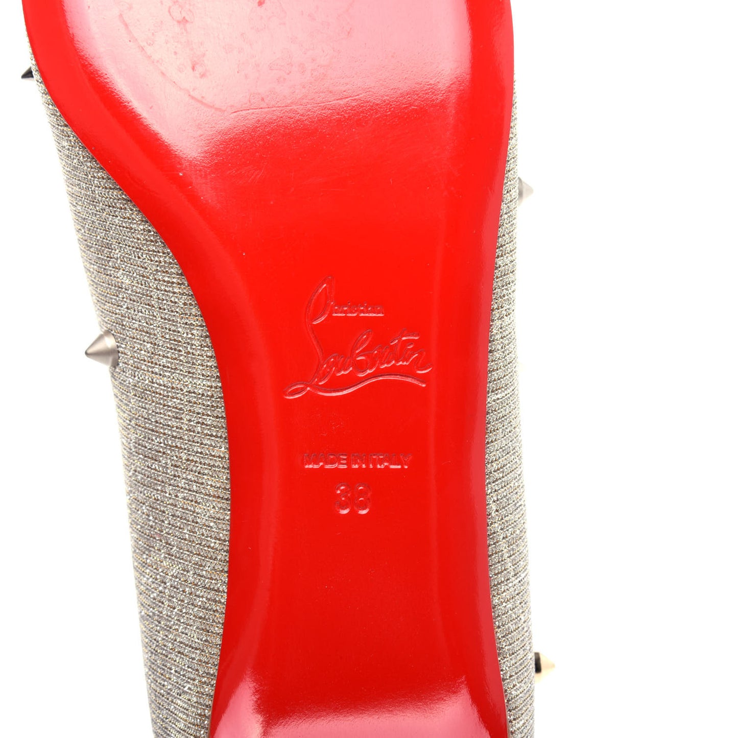 Metallic Glitter Fabric Degraspike Flats 38 Silver