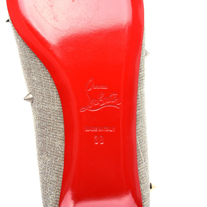 Christian Louboutin Metallic Glitter Fabric Degraspike Flats 38 Silver 9 of 10