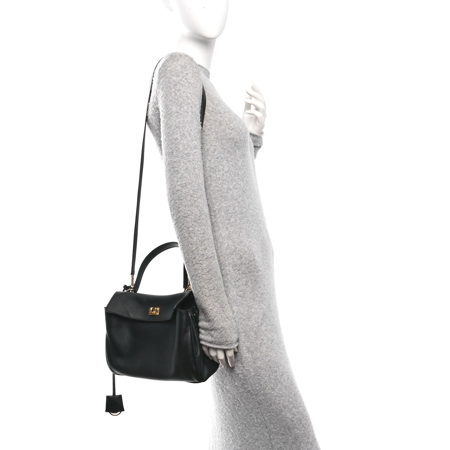 Balenciaga Natural Smooth Calfskin Small Rodeo Top Handle Handbag Black 2 of 11