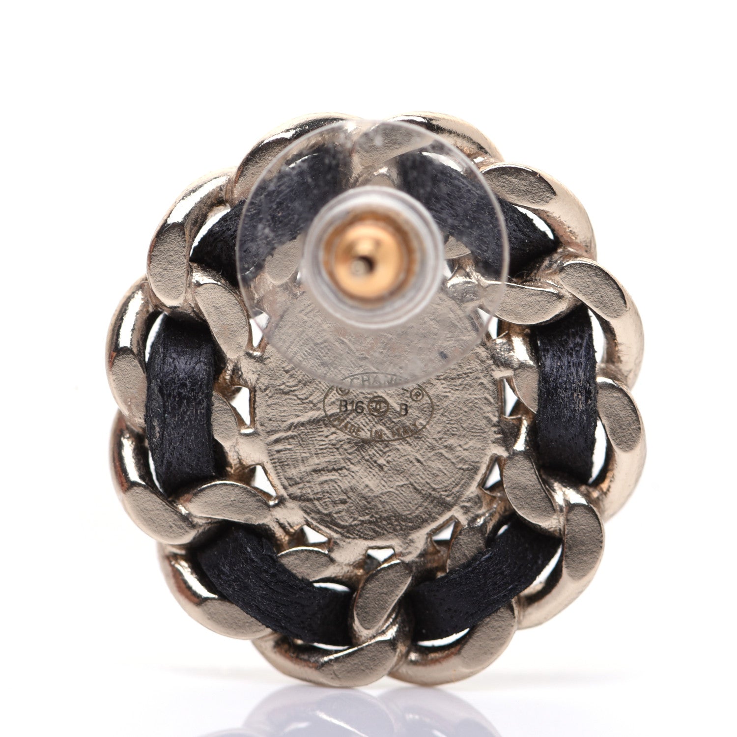 Chanel Lambskin Chain Around CC Earrings Light Gold Black 5 of 7