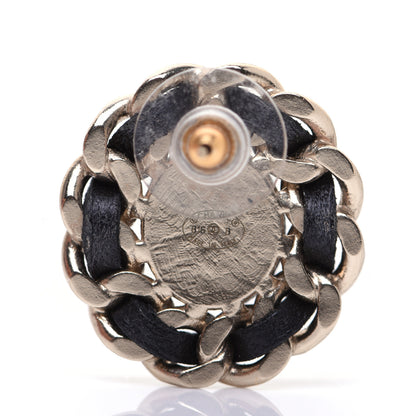 Chanel Lambskin Chain Around CC Earrings Light Gold Black 5 of 7