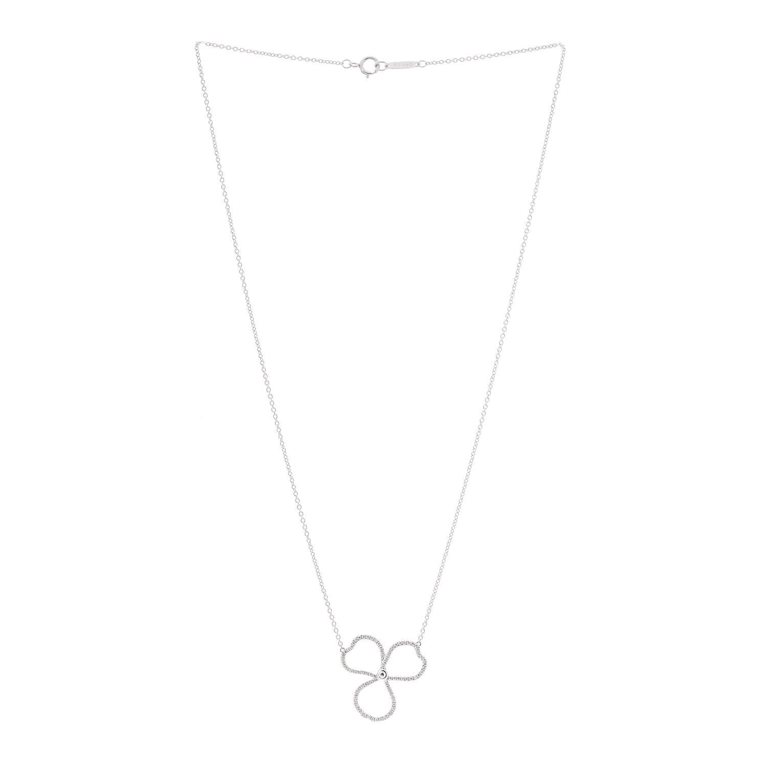 Tiffany Platinum Diamond Large Paper Flowers Pendant Necklace 3 of 6
