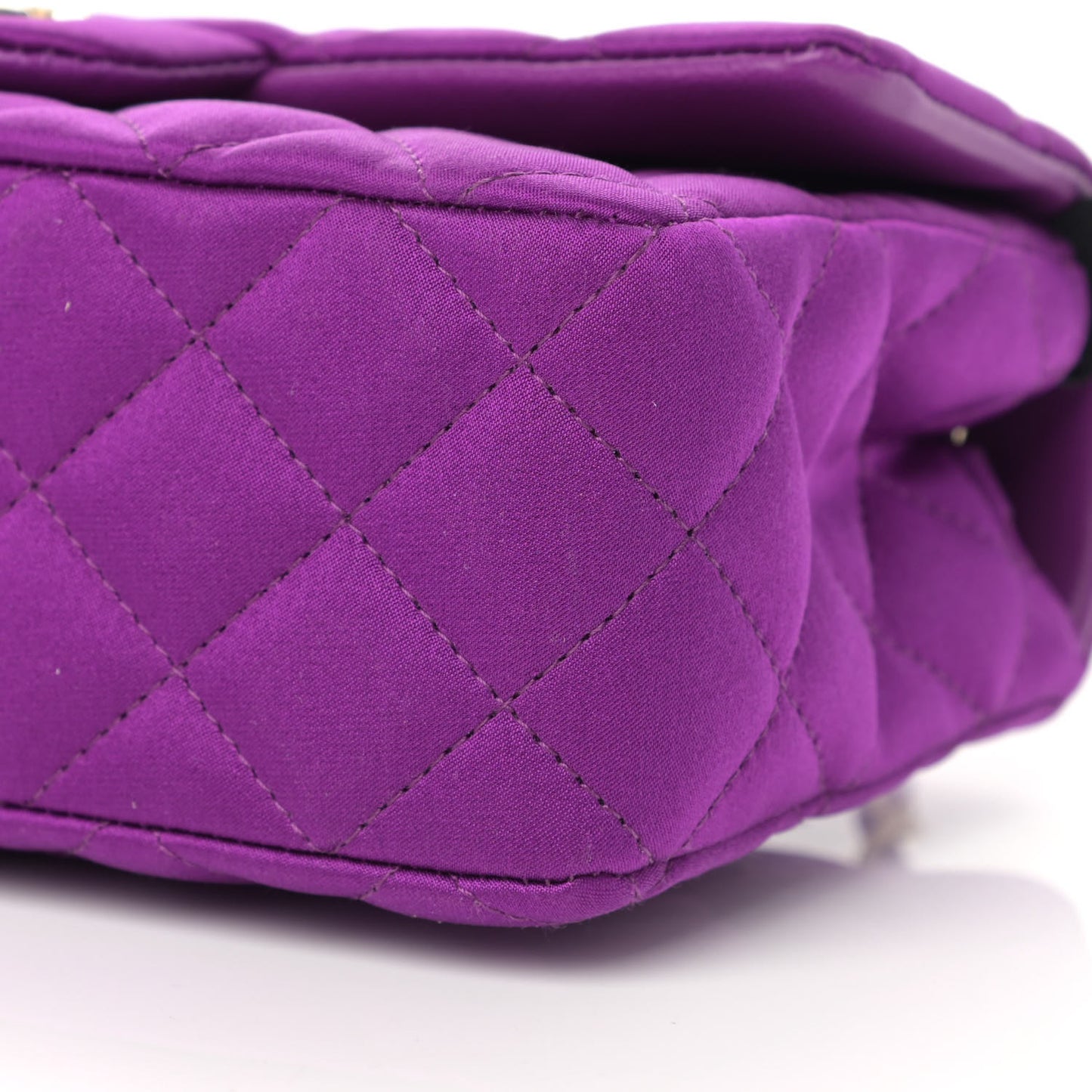 Satin Quilted Mini Rectangular Flap Purple