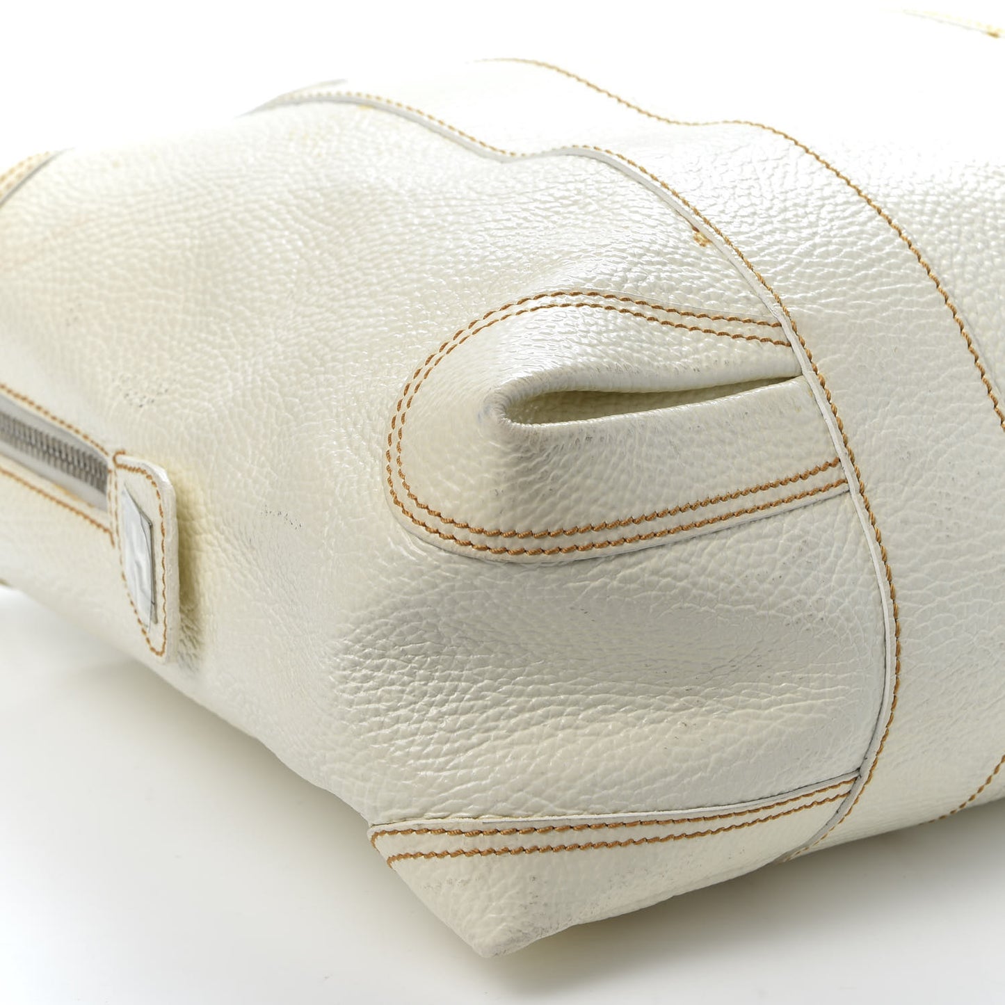 Grained Calfskin Large B Mix Tote White