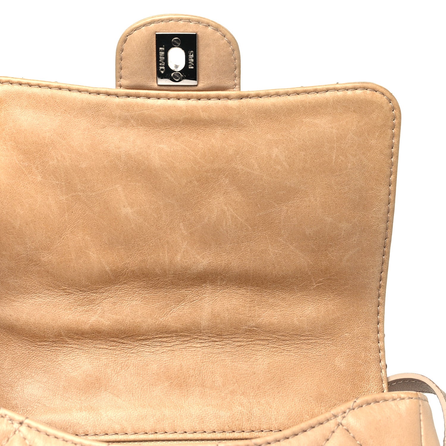 Chanel Lambskin Quilted Flap Crossbody Bag Beige 11 of 13