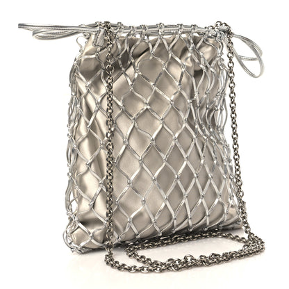 Prada Satin Net Chain Bag Silver 2 of 6