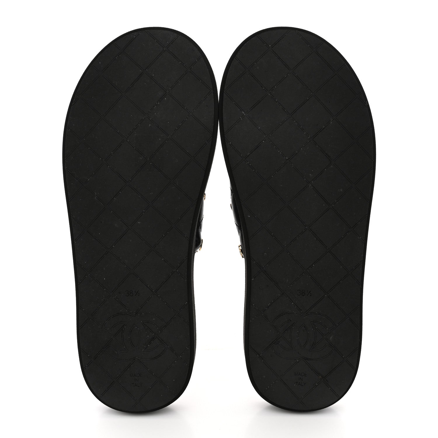 Chanel Lambskin Quilted Padded Charms Thong Sandals 38.5 Black 6 of 11