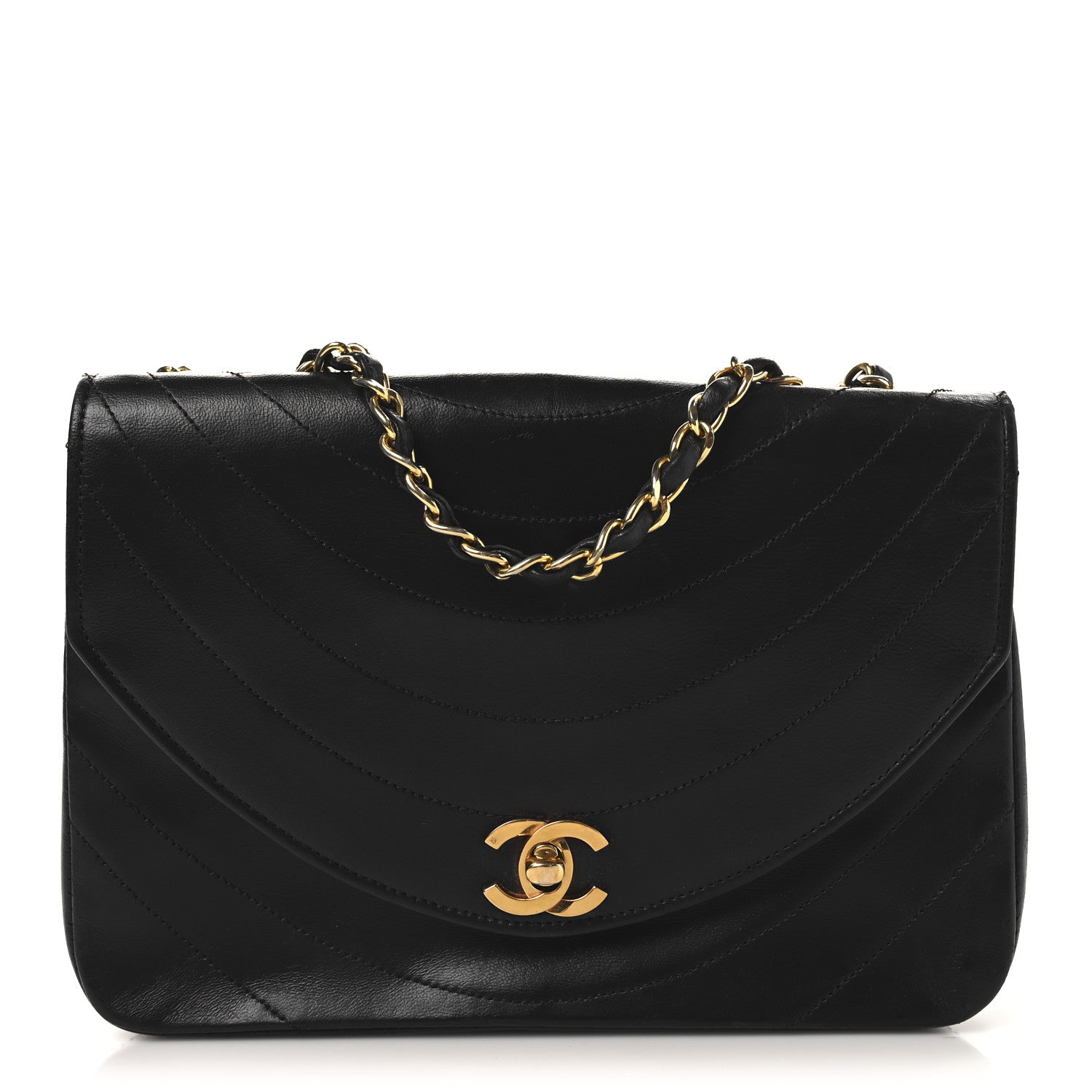 Chanel Lambskin Ribbon Quilted Small Single Flap Black 1 of 12