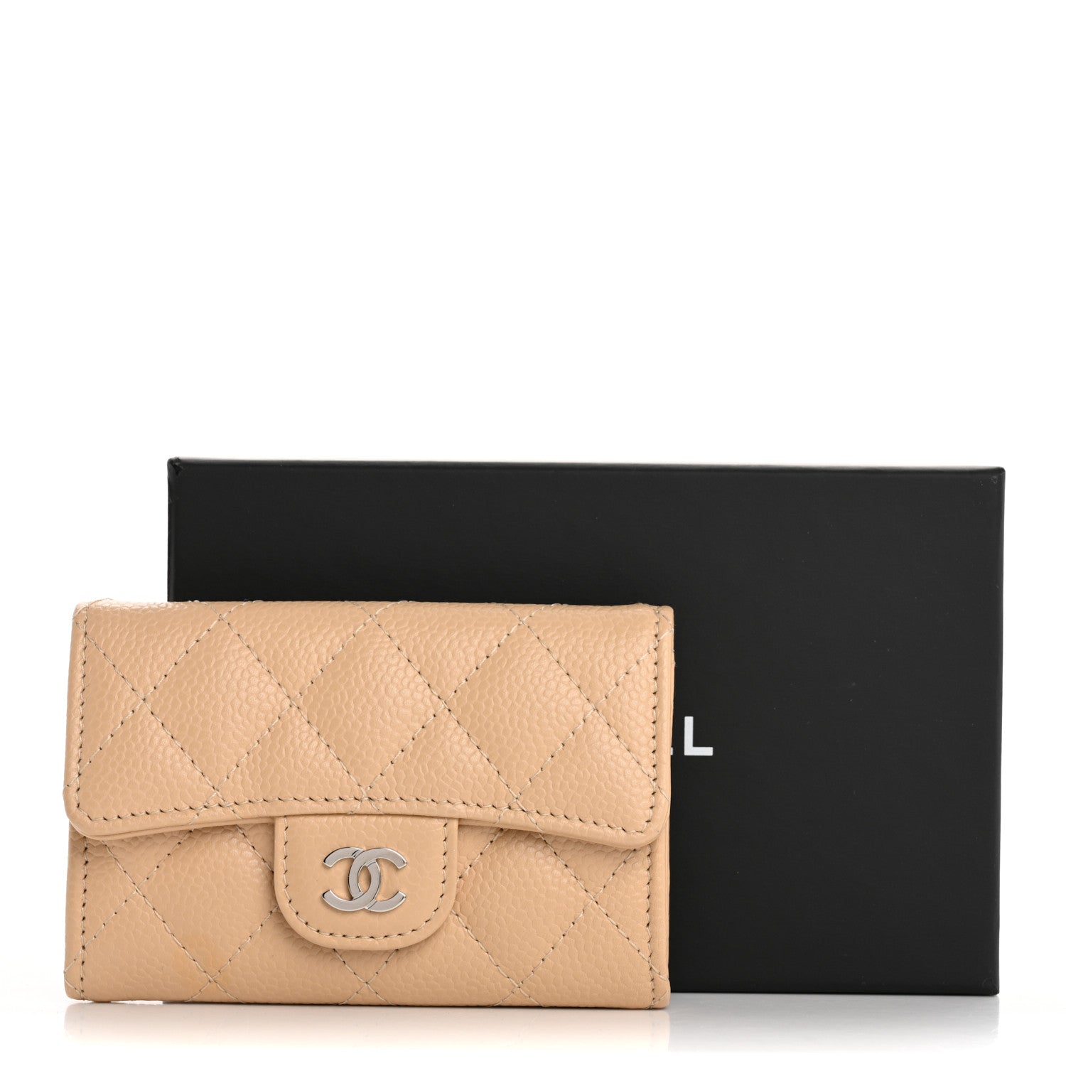 Chanel Caviar Quilted Flap Card Holder Wallet Light Beige 10 of 10