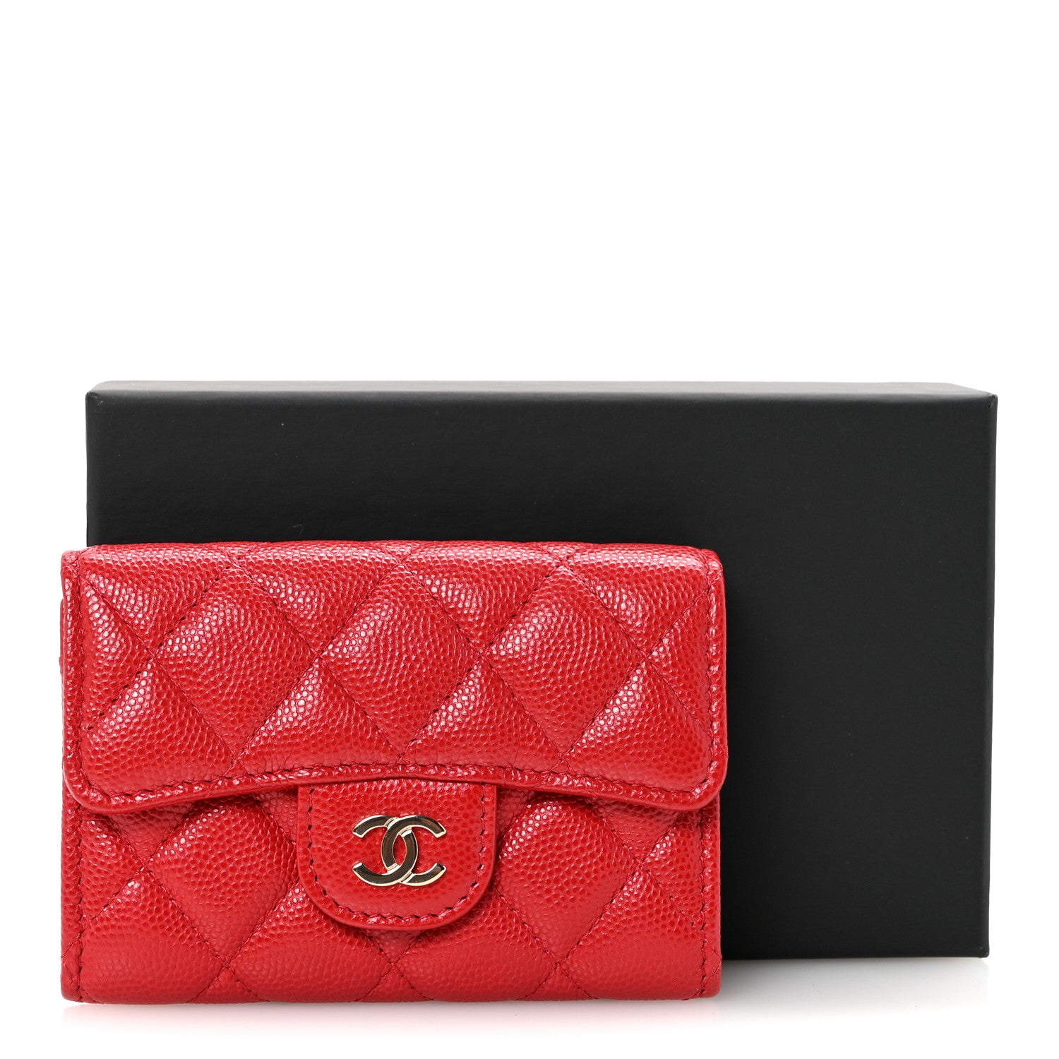 Chanel Caviar Quilted Flap Card Holder Wallet Red 9 of 9