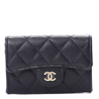 Chanel Caviar Quilted Flap Card Holder Dark Blue 1 of 9