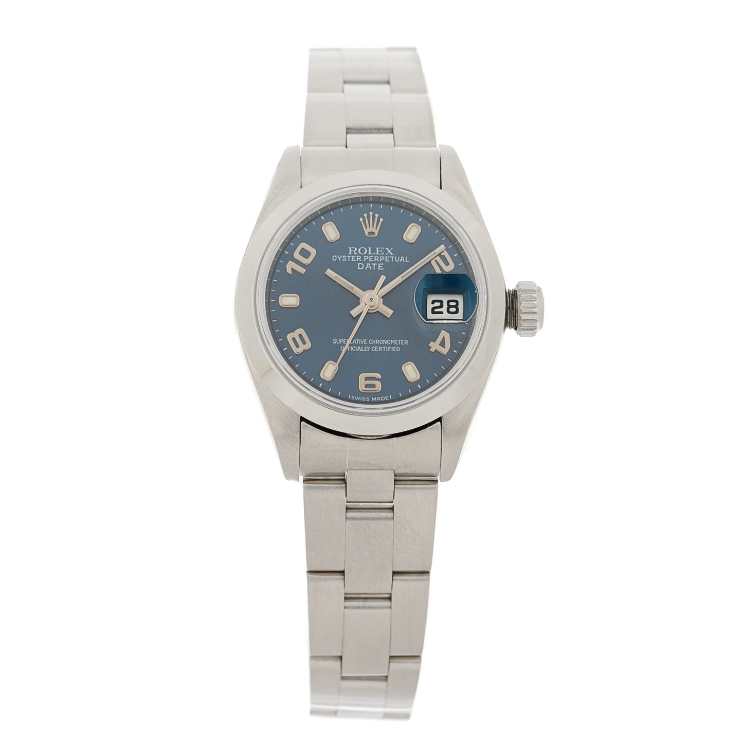 Stainless Steel 26mm Oyster Perpetual Date Watch Blue 79160