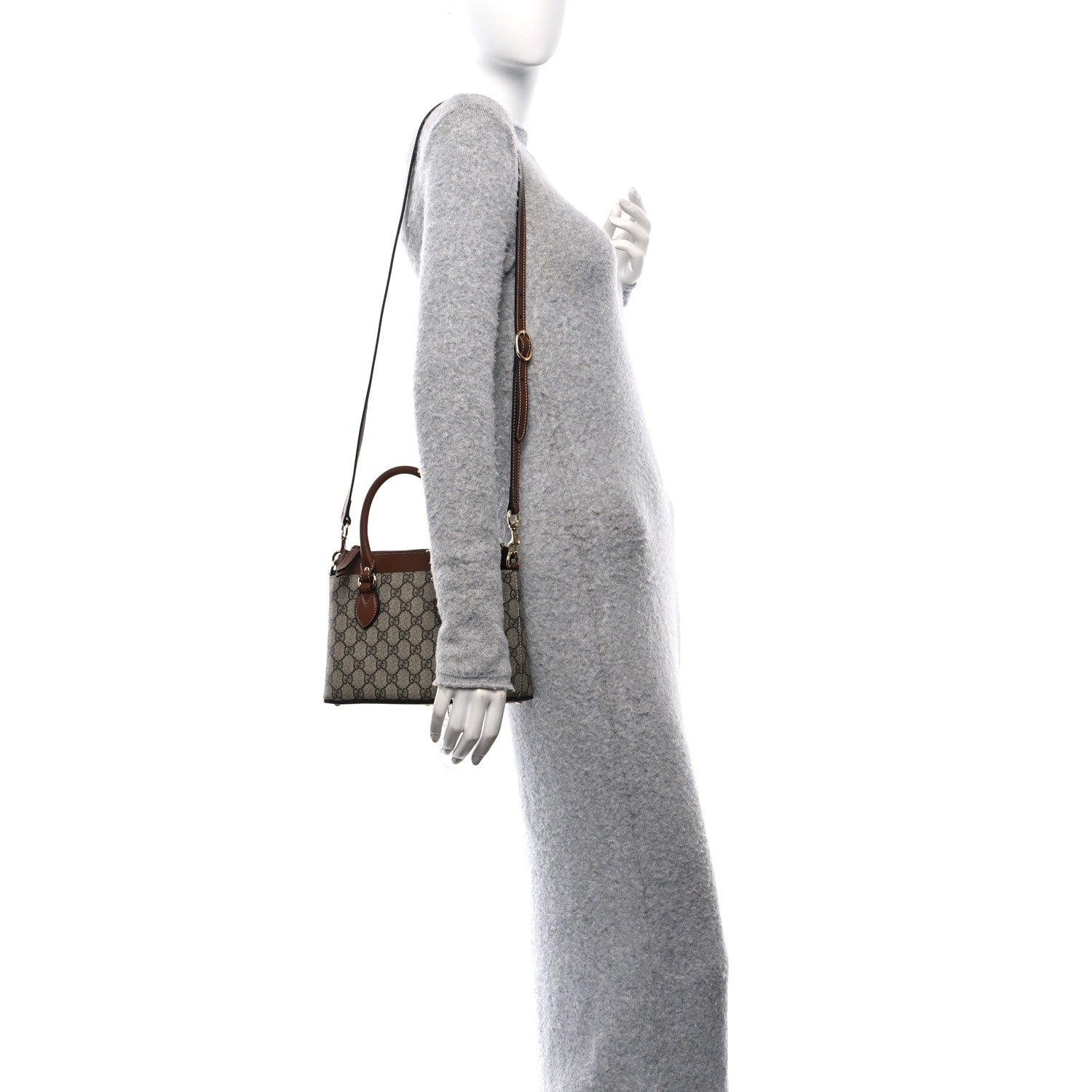Gucci GG Supreme Monogram Mini Zip Top Tote Beige Tuscany 2 of 10