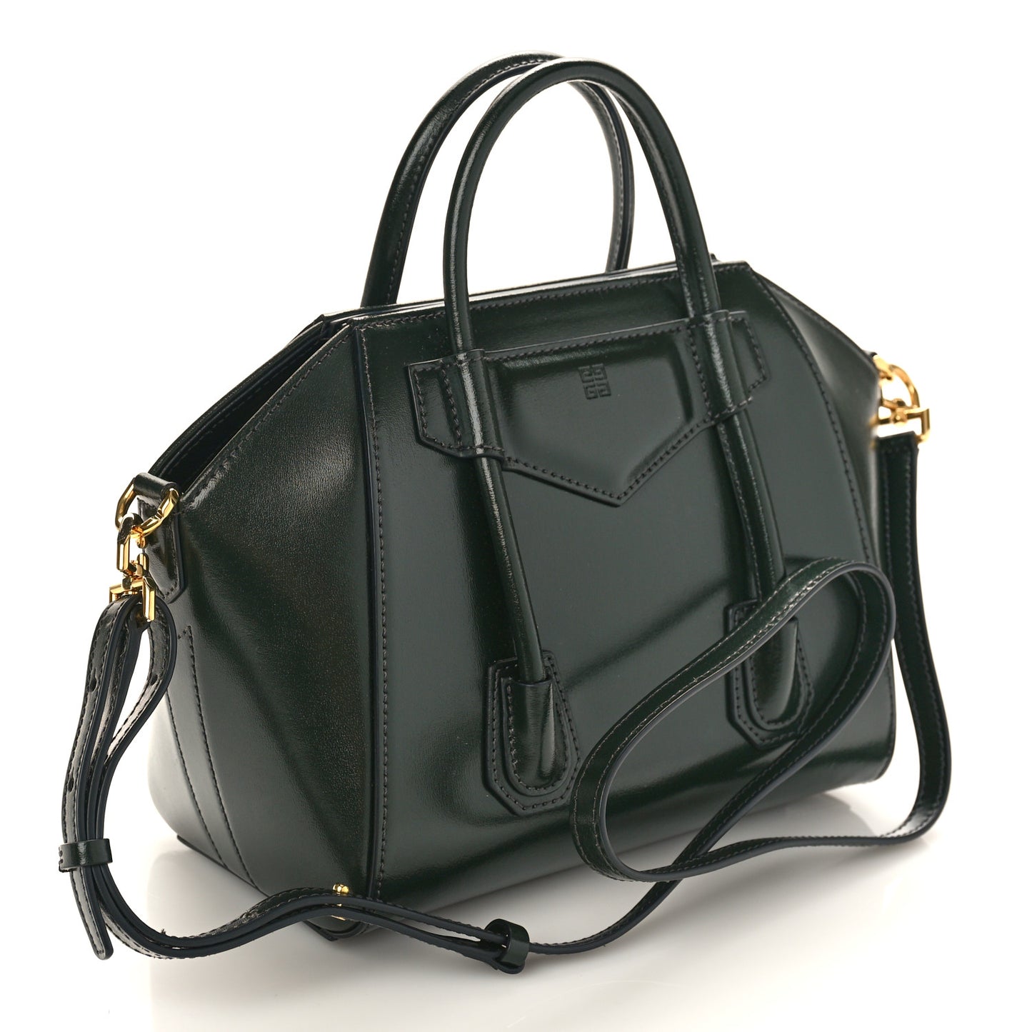 Box Calfskin Lock Antigona Shoulder Bag Green Forest