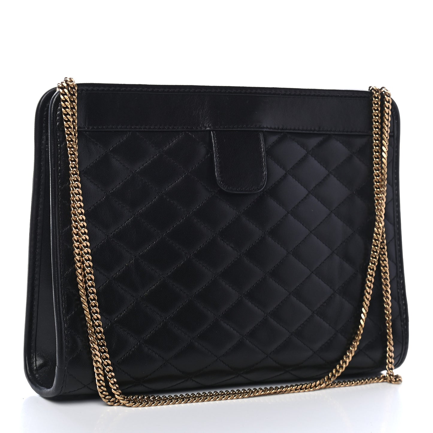 Lambskin Quilted Monogram Baby Victoire Chain Clutch Bag Black