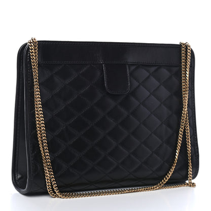 Saint Laurent Lambskin Quilted Monogram Baby Victoire Chain Clutch Bag Black 2 of 8