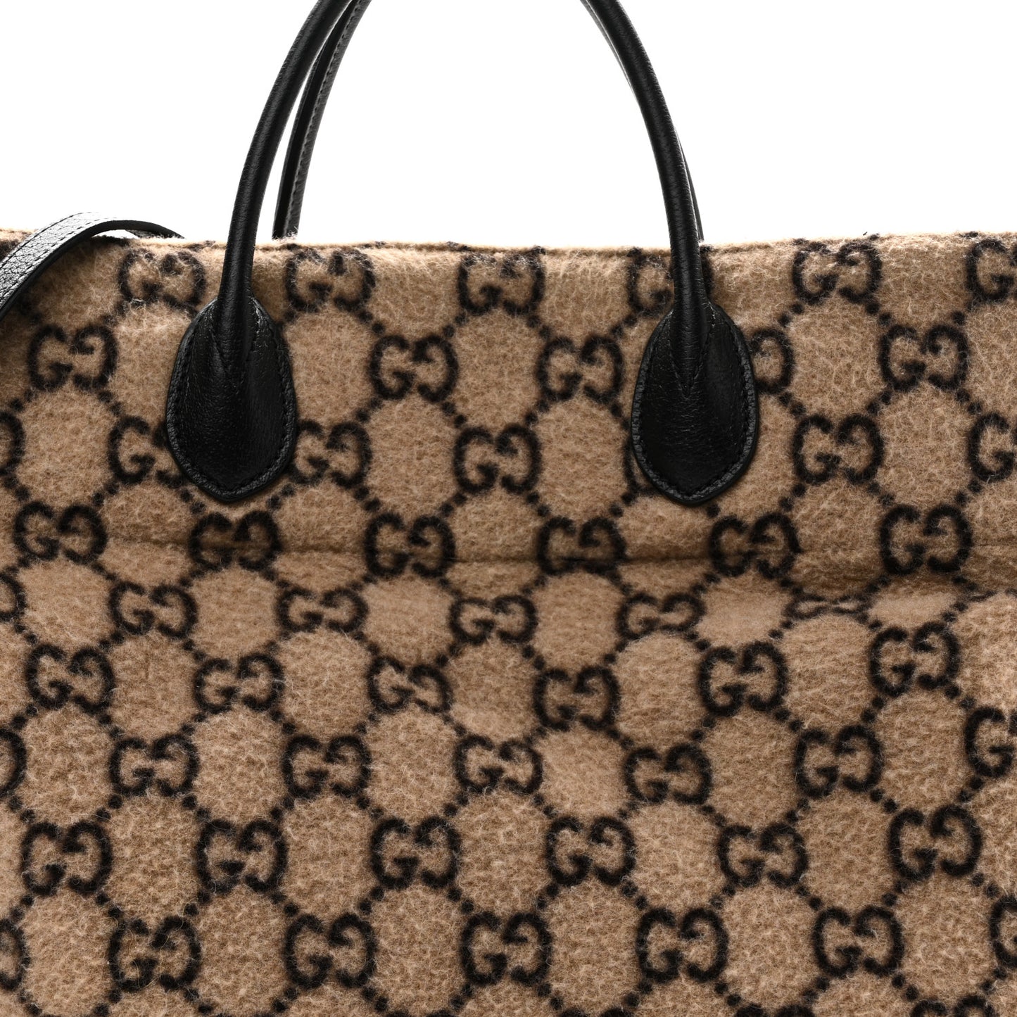 Covered Wool GG Monogram Large Tote Bag Beige Ebony