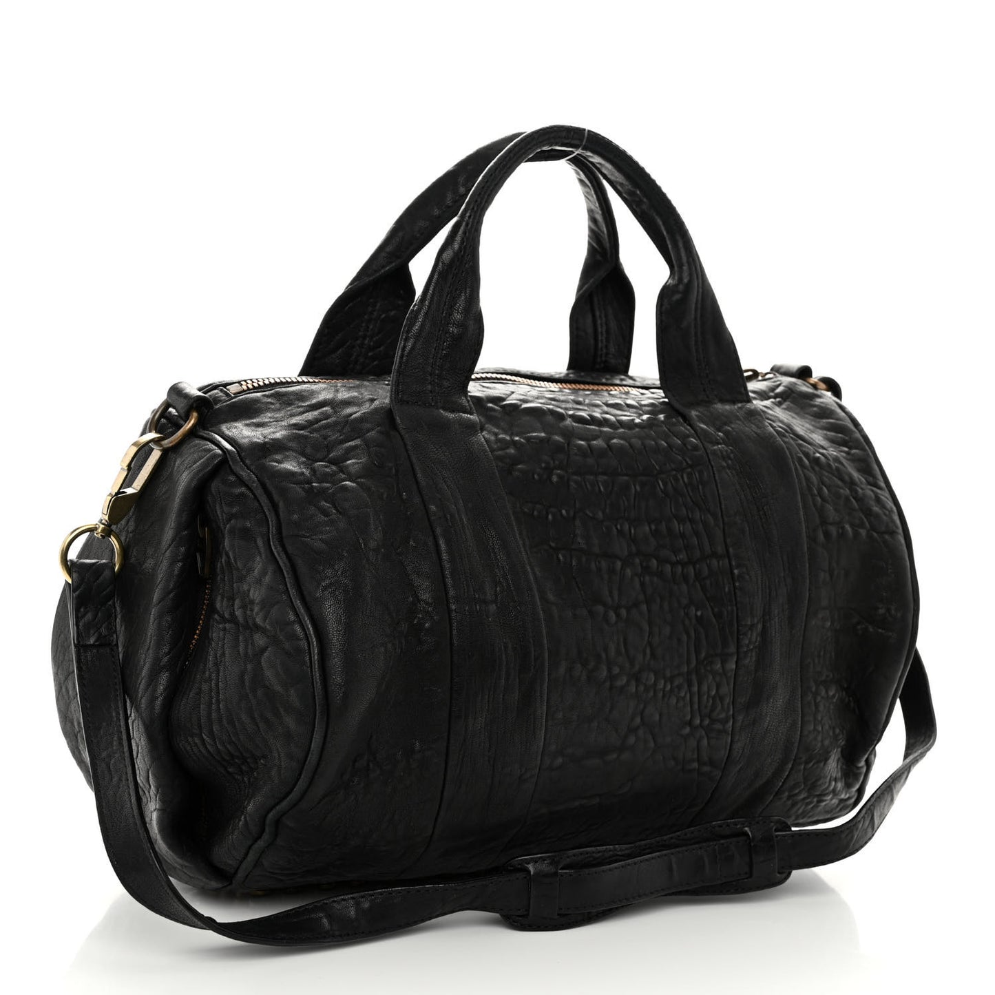 Pebbled Lambskin Rockie Black Antique Brass Hardware