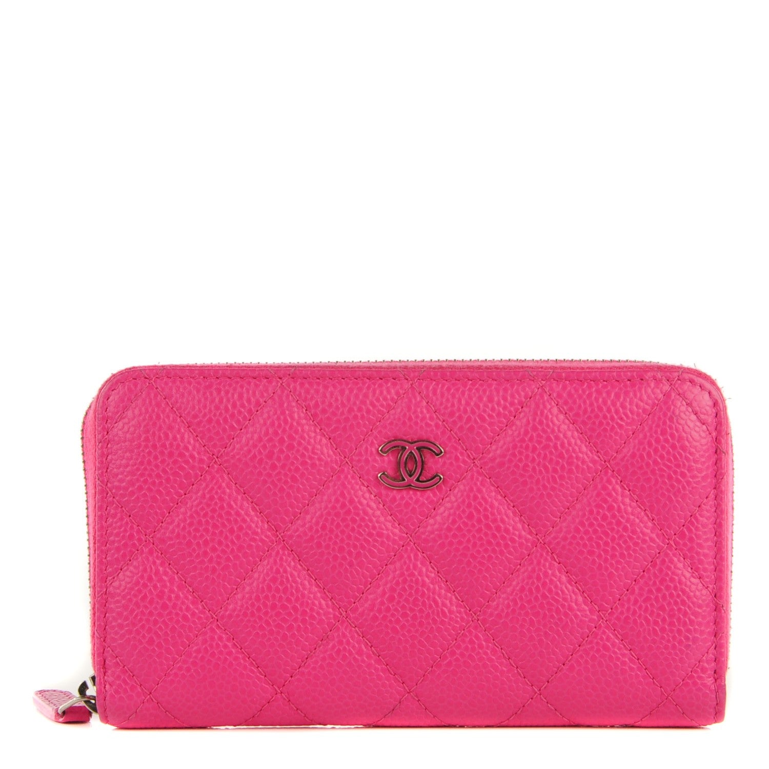 Chanel Caviar Quilted Small Zip Around Wallet Fuchsia 1 of 8