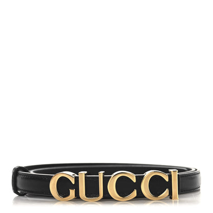 Gucci Plutone Calfskin Gucci Buckle 20mm Thin Belt 100 40 Black 1 of 5
