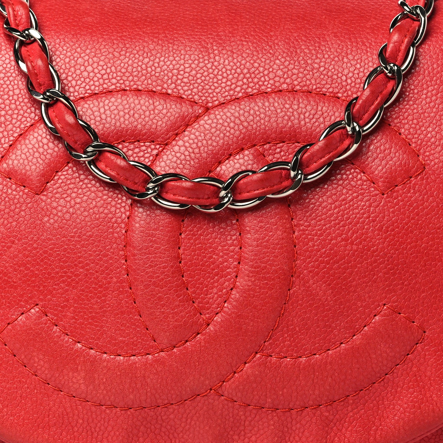 Chanel Caviar Half Moon Flap Red 12 of 16
