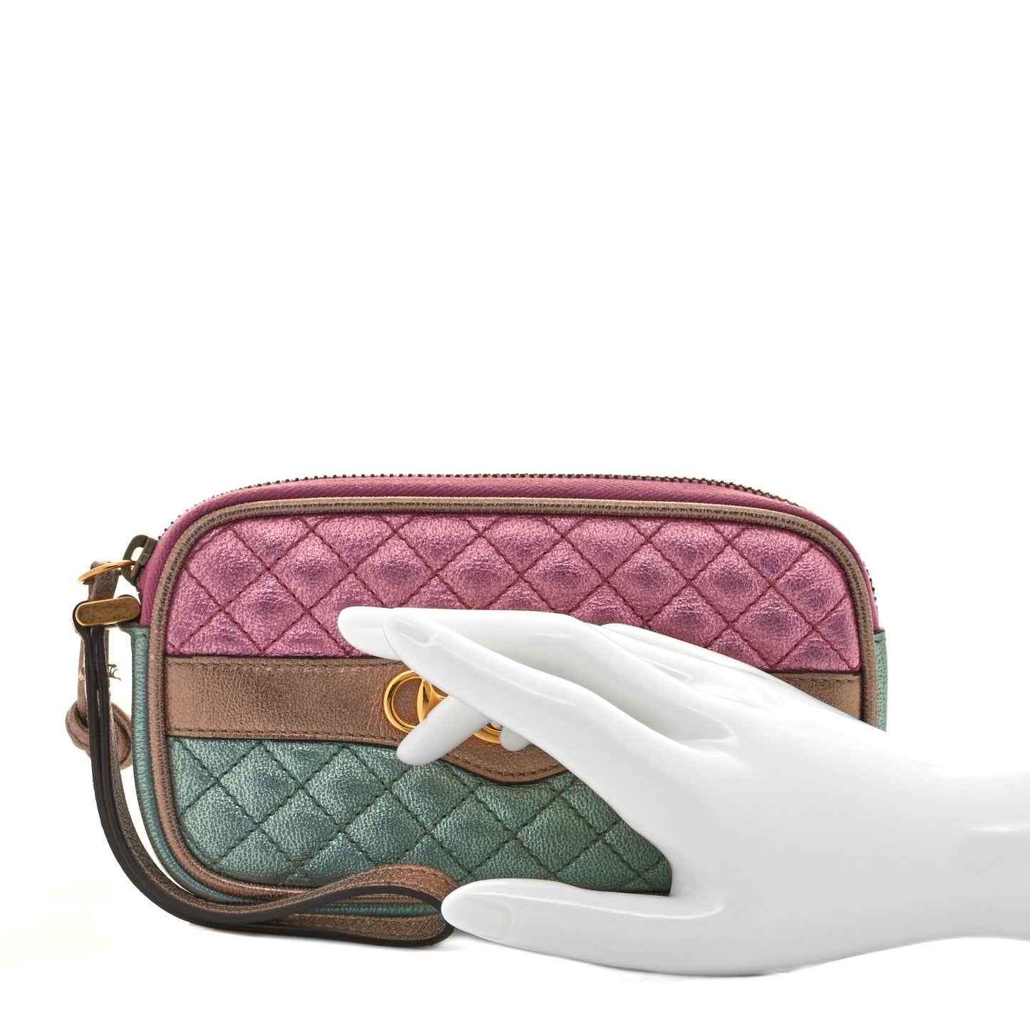 Laminated Nappa Trapuntata Zumi iPhone Case Rosa Lago Rame