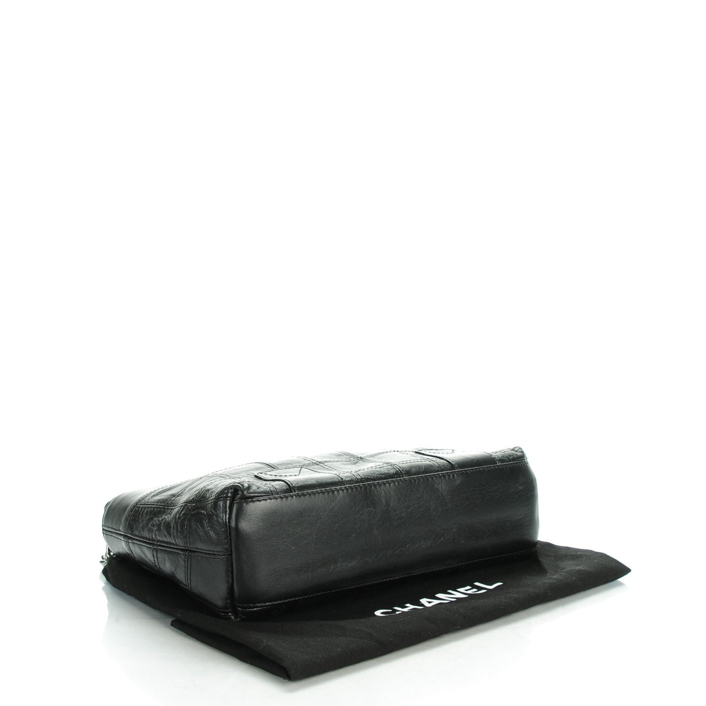 Lambskin Square Stitched Lax Shoulder Bag Black