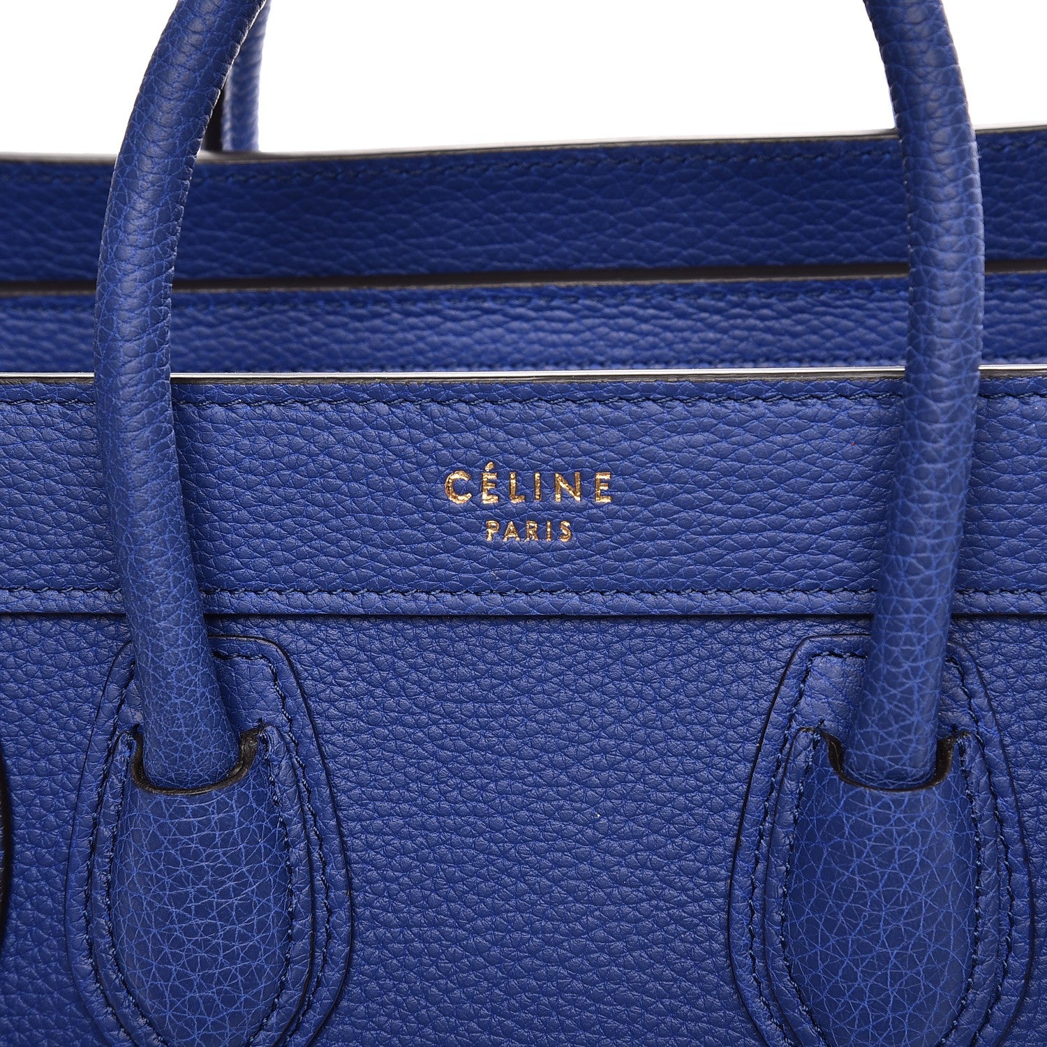 Celine Drummed Calfskin Nano Luggage Indigo 6 of 8