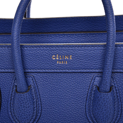 Celine Drummed Calfskin Nano Luggage Indigo 6 of 8
